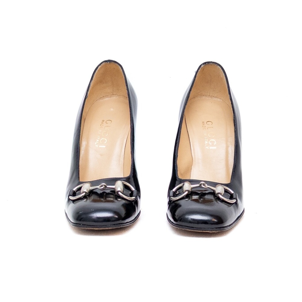 Vintage GUCCI Tom Ford Fall 1995 Iconic Horsebit Pumps – Navy Patent Leather Sz7 - Picture 4 of 12